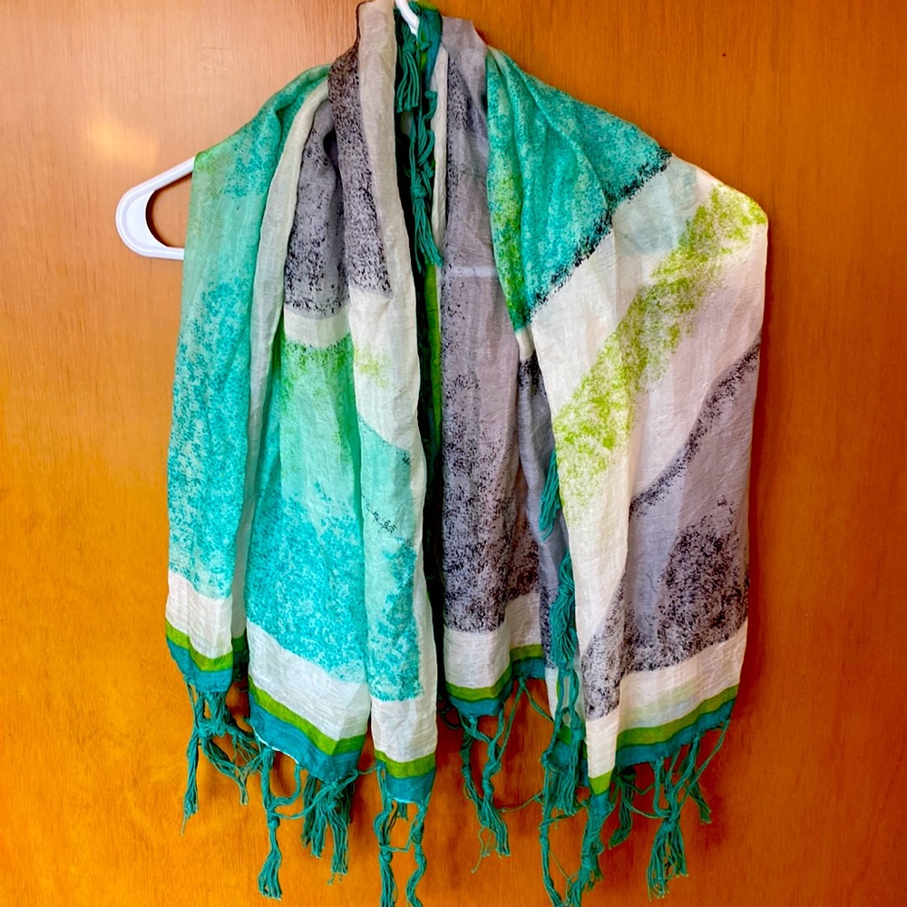 Green Tassel Scarf